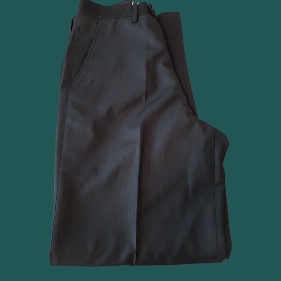 Royal Pinstripe Dress Pants Wool Blend  Formal  Mid-Rise Black Size 30/40 - Picture 16 of 16